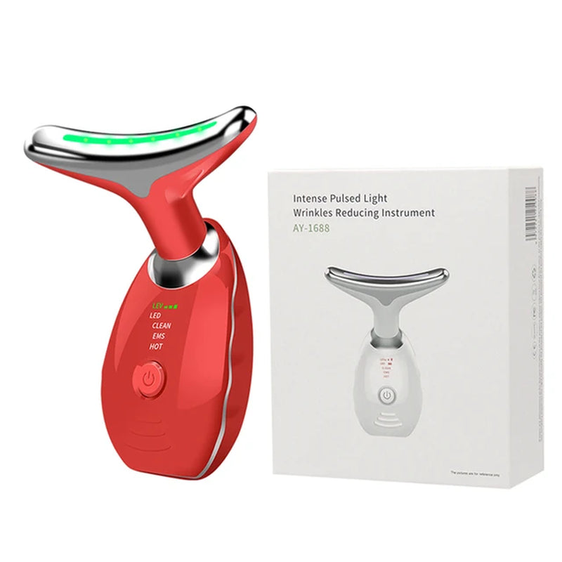 Electric Microcurrent Wrinkle Remover LED Photon Face Neck Beauty Device for Woman EMS Thermal Neck Lifting and Tighten Massager