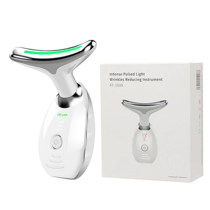 Electric Microcurrent Wrinkle Remover LED Photon Face Neck Beauty Device for Woman EMS Thermal Neck Lifting and Tighten Massager